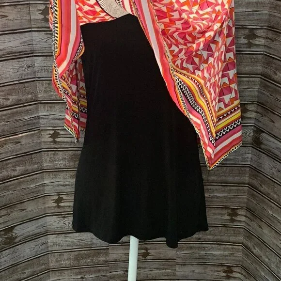 Peter Nygard Missy Pink Dragon Geo Print Poncho Style Top - Picture 4 of 6